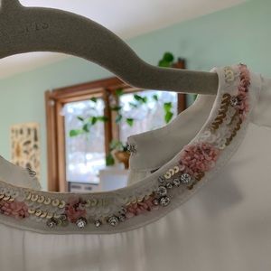 H&M blouse short sleeved white embellishment